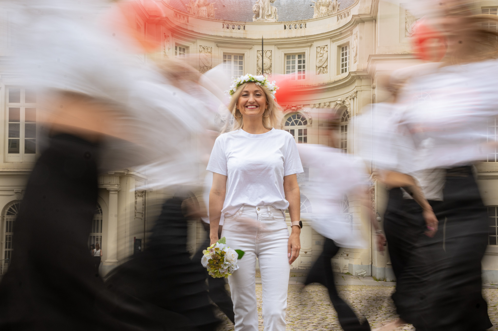 La future mariée, mouvement flou et voile